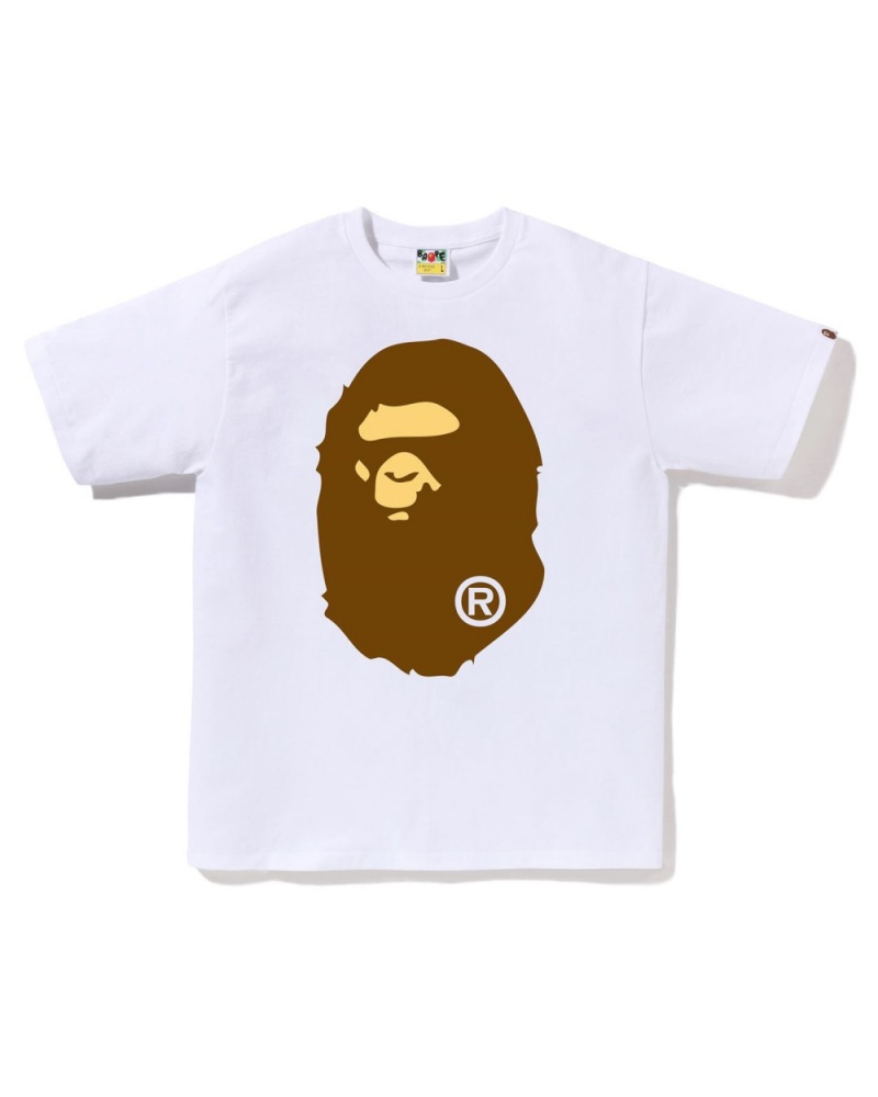 T Shirts Bape Big Ape Head Blanche Homme | YET-31438856