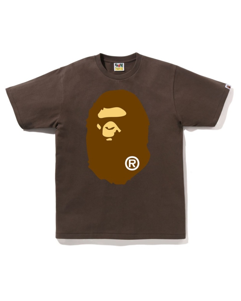 T Shirts Bape Big Ape Head Marron Homme | EZP-61282392