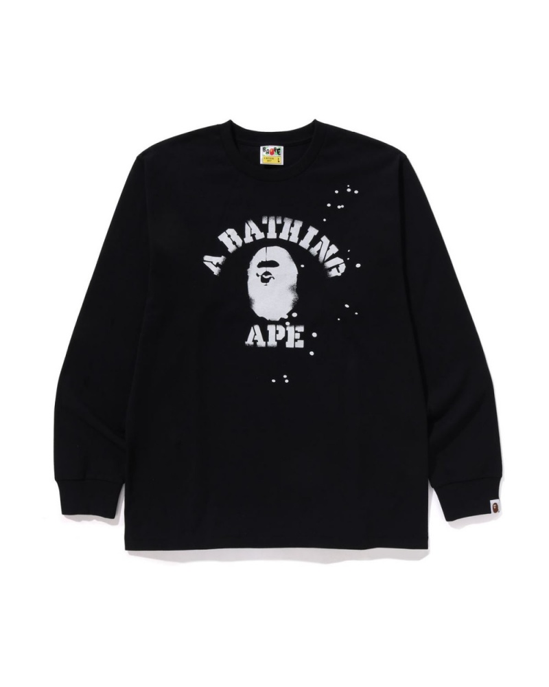 T Shirts Bape X Joshua Vides College L/s Noir Homme | MAG-47242913