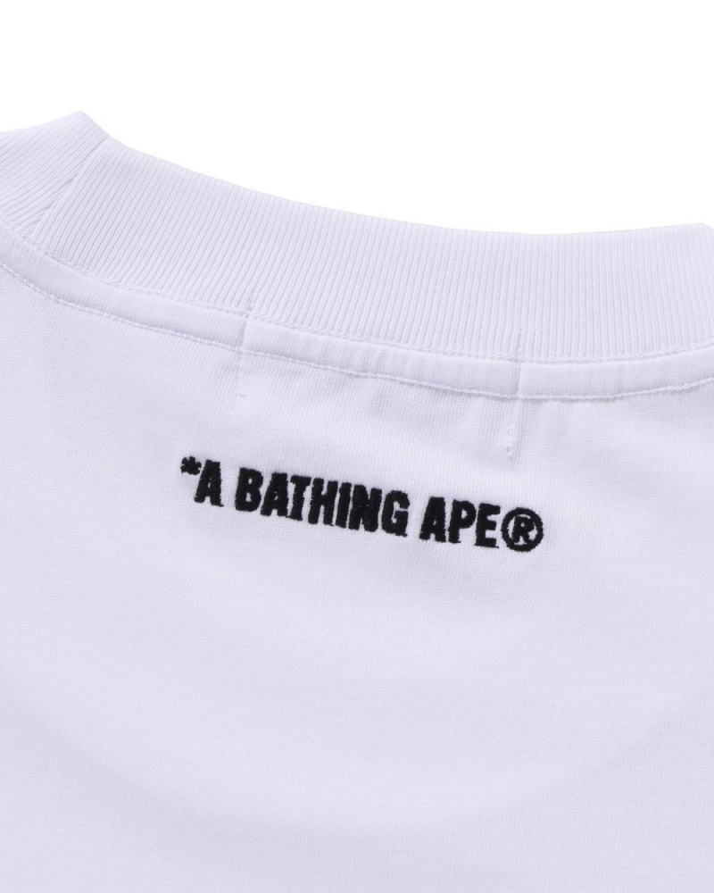 T Shirts Bape Ape Head One Point L/s Blanche Homme | DBD-47576366