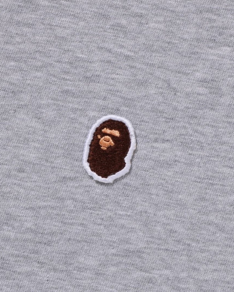 T Shirts Bape Ape Head One Point L/s Grise Homme | WVR-69139132