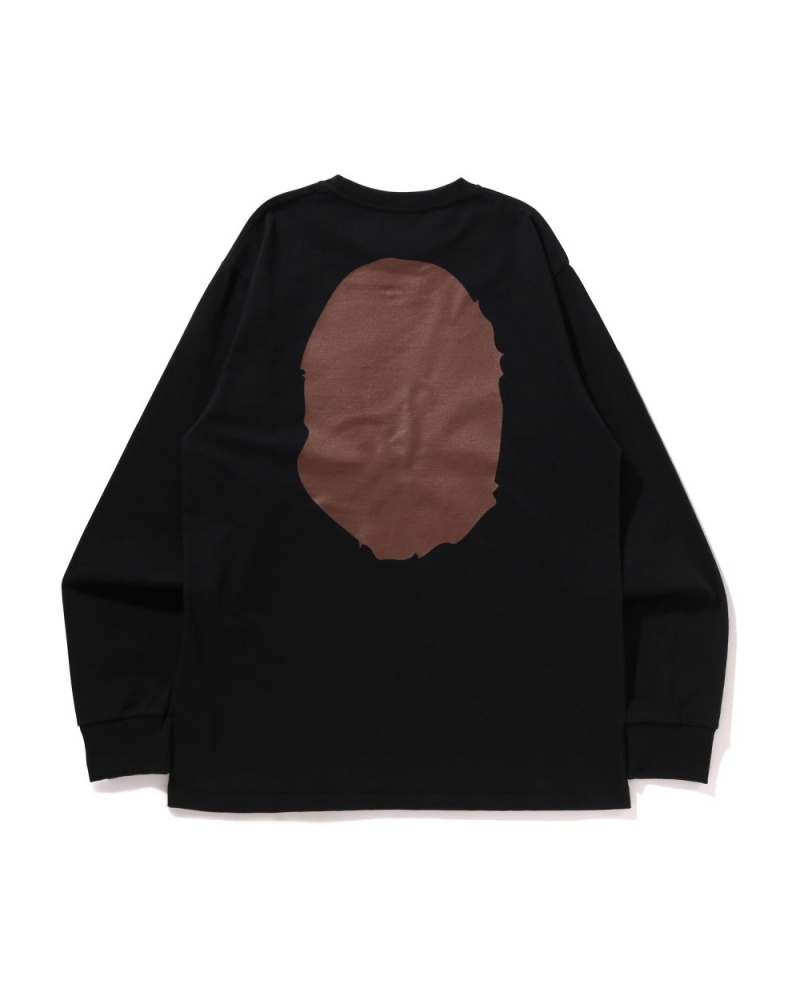 T Shirts Bape Big Ape Head L/s Noir Homme | FKG-17200773