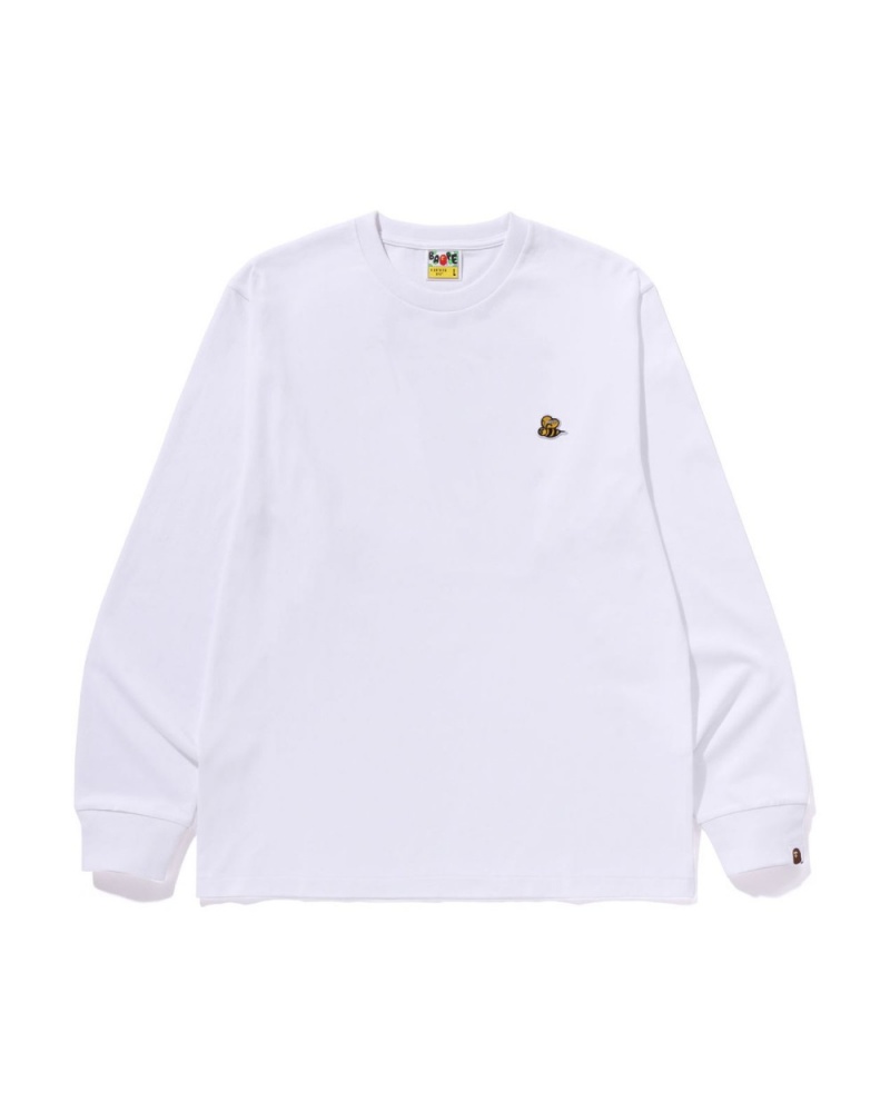 T Shirts Bape Bee One Point L/S Blanche Homme | DVF-52934563