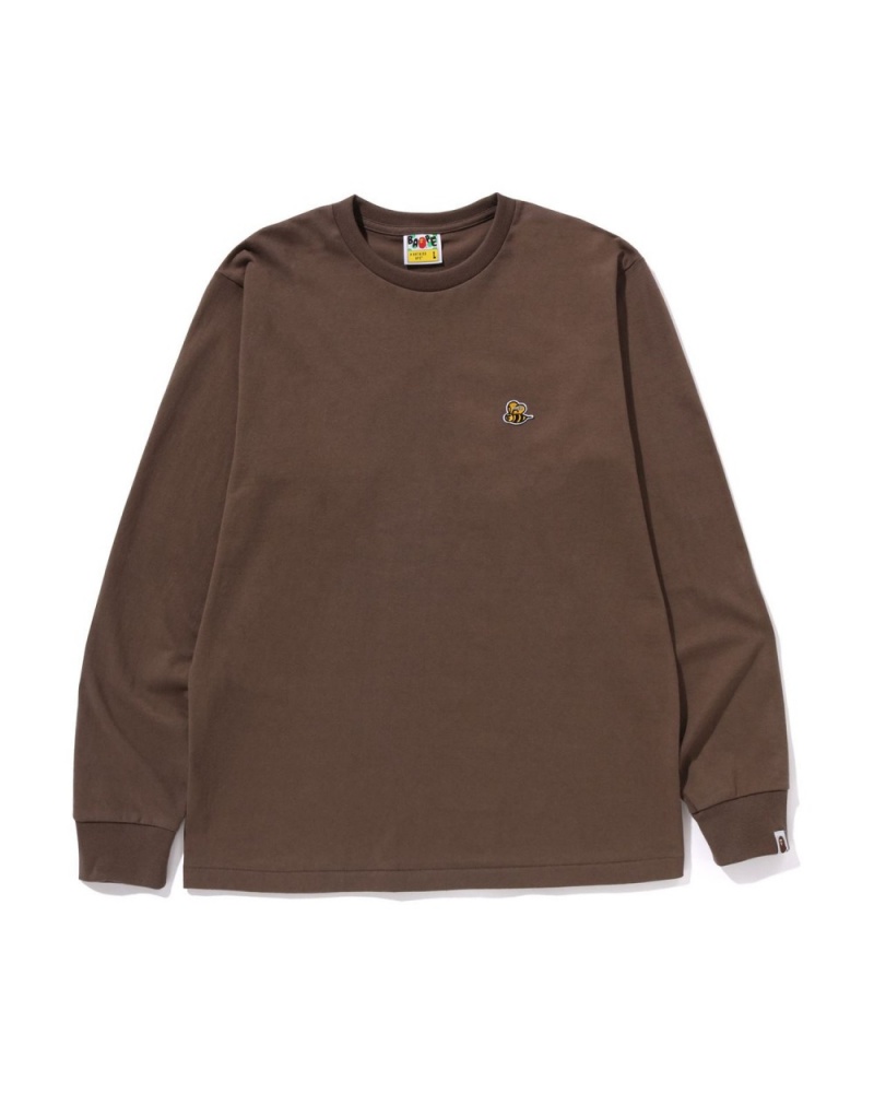 T Shirts Bape Bee One Point L/S Marron Homme | WVE-45949199