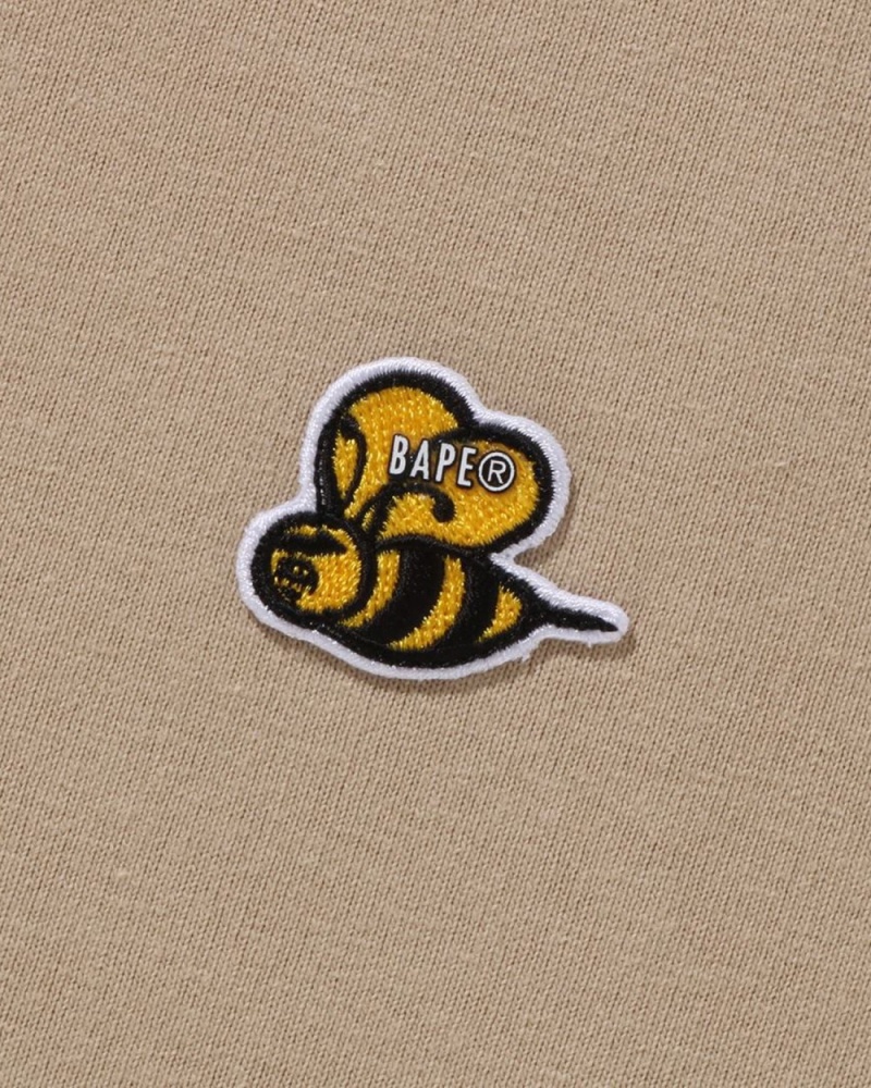 T Shirts Bape Bee One Point L/S Beige Homme | PYR-13977904