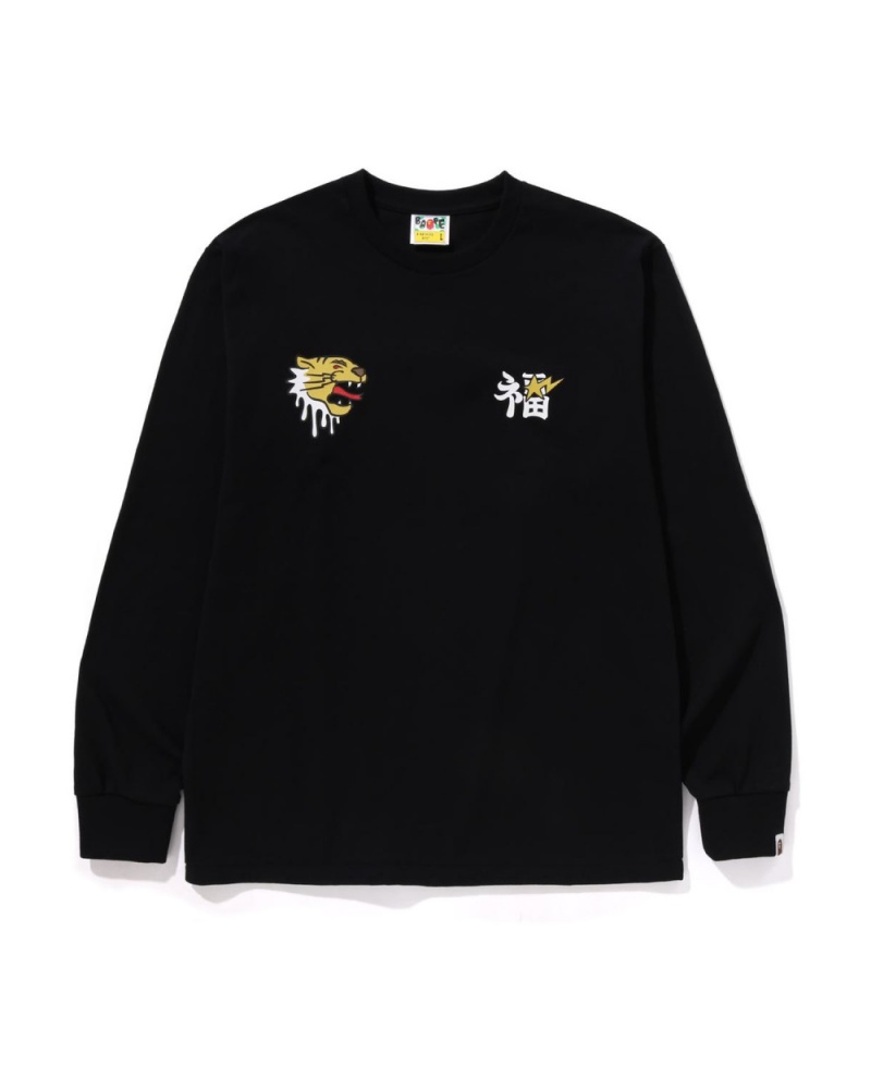 T Shirts Bape Souvenir Graphique L/s Noir Homme | BCU-94681264