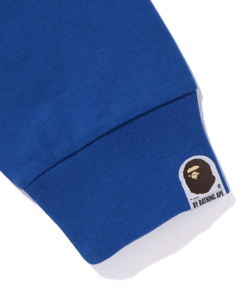 T Shirts Bape Mad Face College L/S Bleu Royal Bleu Homme | MNZ-77925054