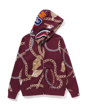 Sweat a Capuche Bape Jewels Shark Full Zip Bordeaux Femme | RBU-07898549