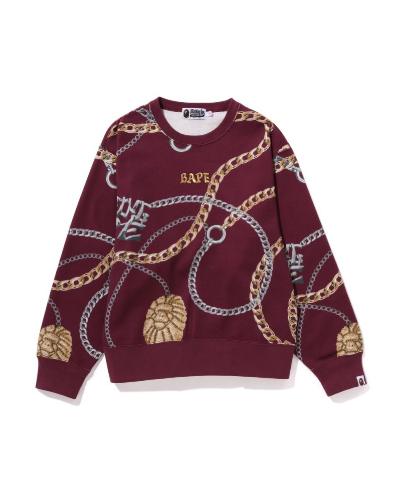 Sweats Bape Jewels Crewneck Bordeaux Femme | MEG-19806530