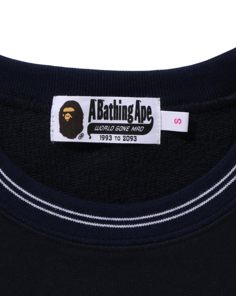 Sweats Bape Applique Crewneck Bleu Marine Bleu Femme | IDR-32305483