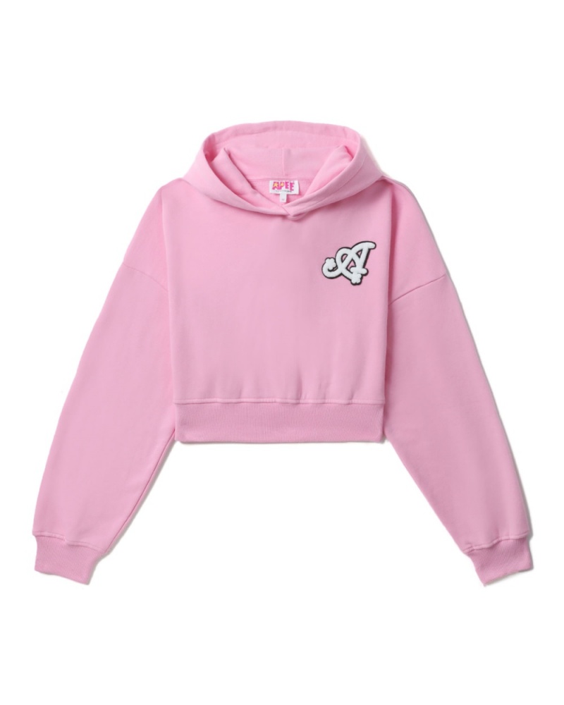 Sweat a Capuche Bape Cropped logo Rose Femme | OMB-19741239