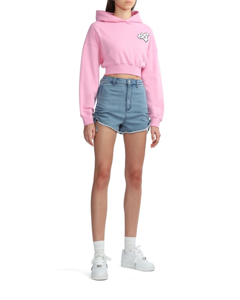 Sweat a Capuche Bape Cropped logo Rose Femme | OMB-19741239