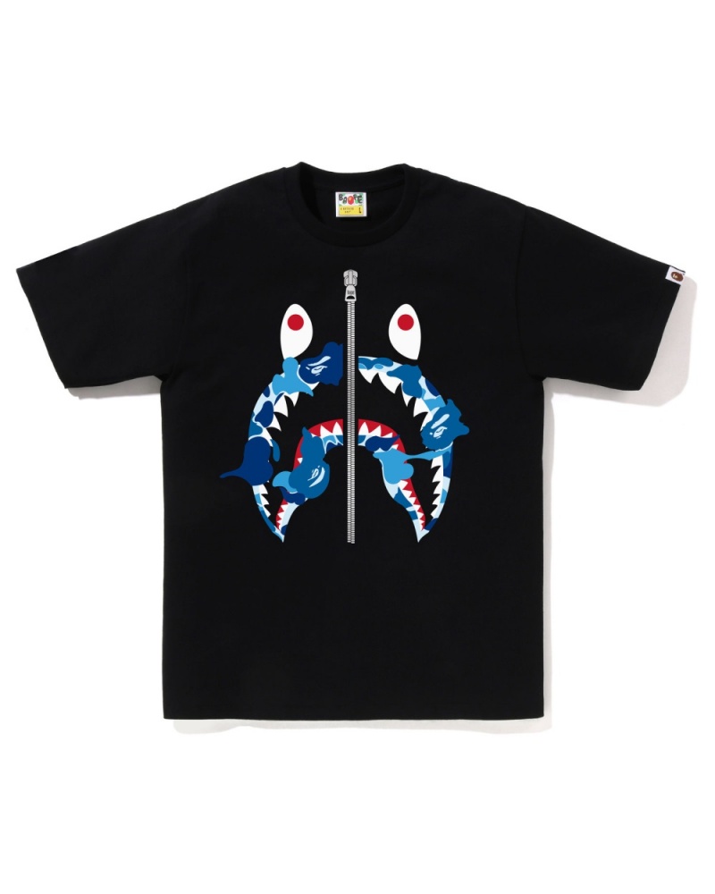 T Shirts Bape Abc Camo Rebuild Shark Noir Homme | HOD-72085515