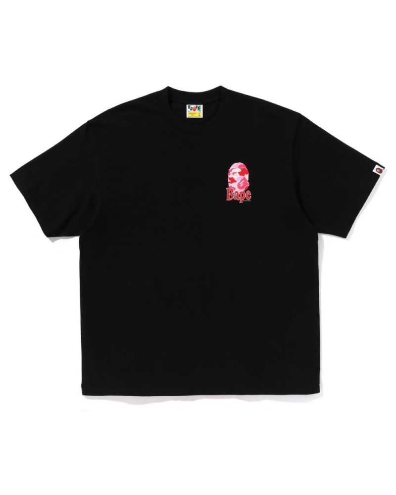 T Shirts Bape Flora Ape Head Relaxed Fit Noir Homme | KKV-25683945