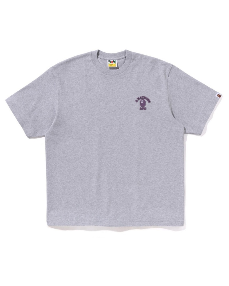 T Shirts Bape College One Point Relaxed Fit Grise Homme | ZQU-62278845