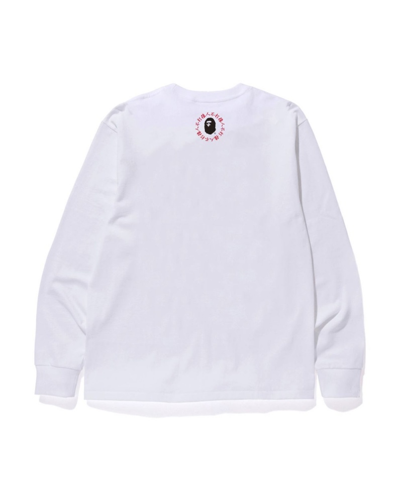 T Shirts Bape Kanji Ligi Asnka L/S Blanche Homme | LBW-12804138