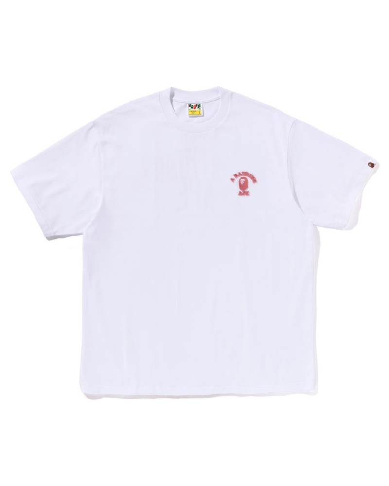 T Shirts Bape College One Point Relaxed Fit Blanche Homme | DDU-19324997