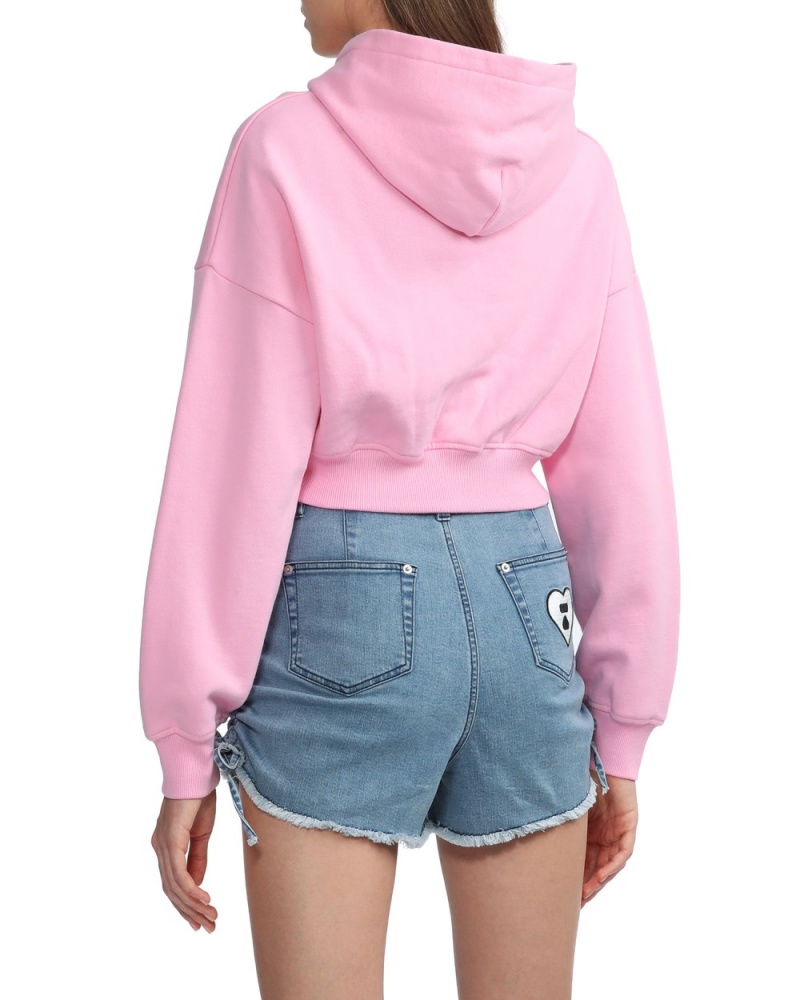 Sweat a Capuche Bape Cropped logo Rose Femme | OMB-19741239