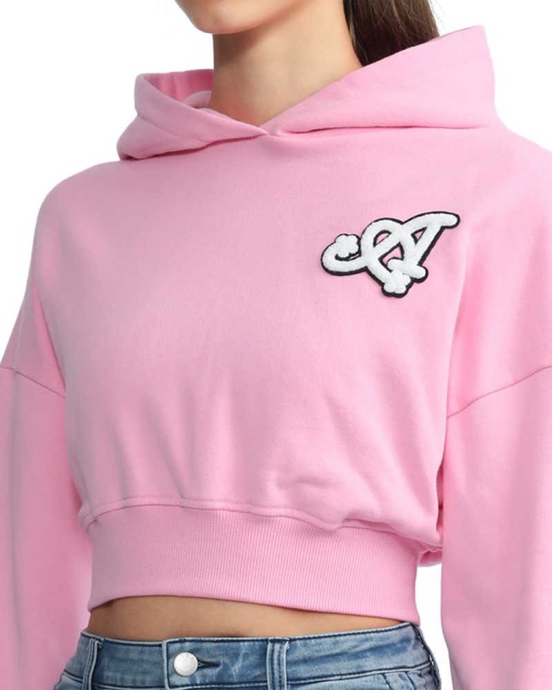 Sweat a Capuche Bape Cropped logo Rose Femme | OMB-19741239