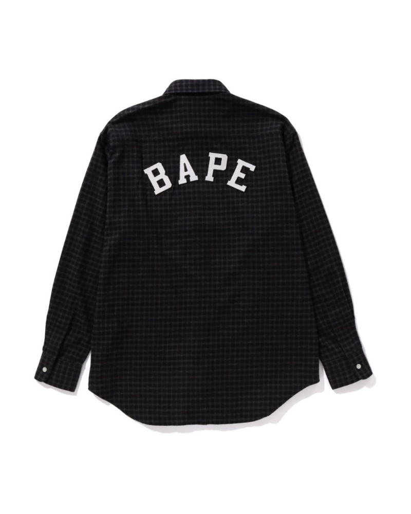 Chemises Bape Applique Check Noir Femme | AIJ-28616021