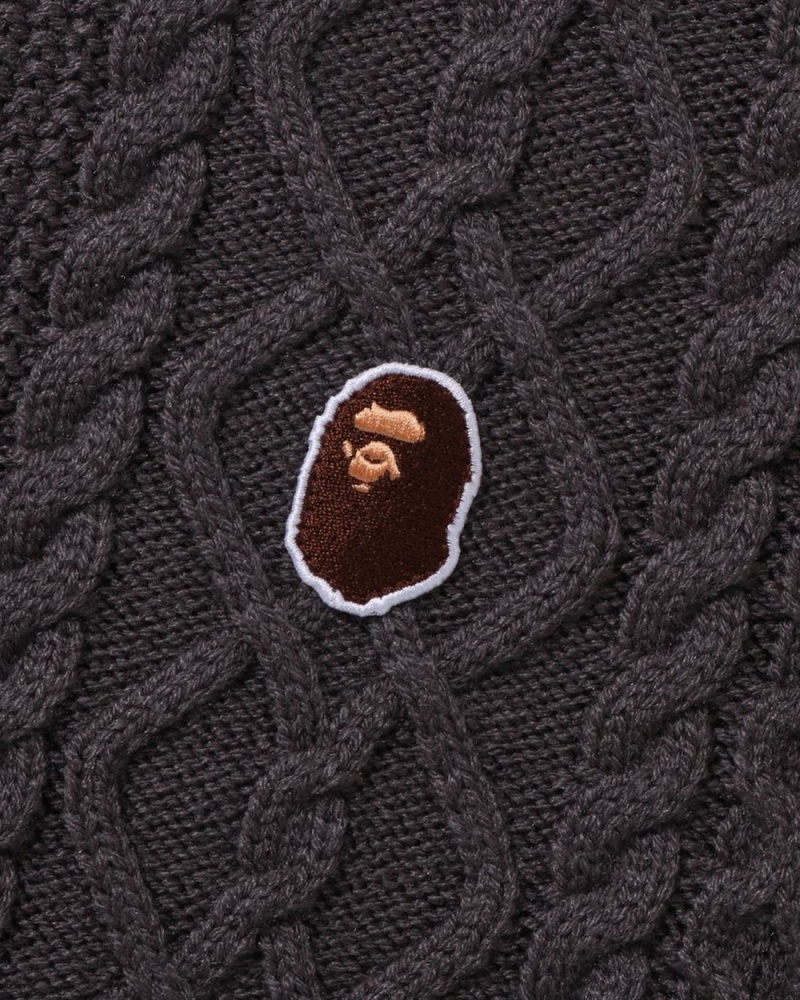 Chandails Bape Ape Head One Point Knit Grise Femme | KXT-55389062