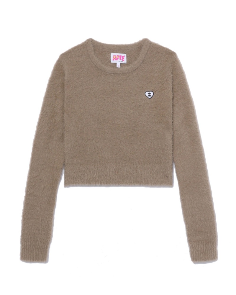 Cardigan Bape Moonface knit top Marron Femme | UMP-22418382