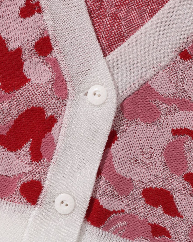 Cardigan Bape ABC Camo Cropped Knit Rose Femme | VDK-75023293