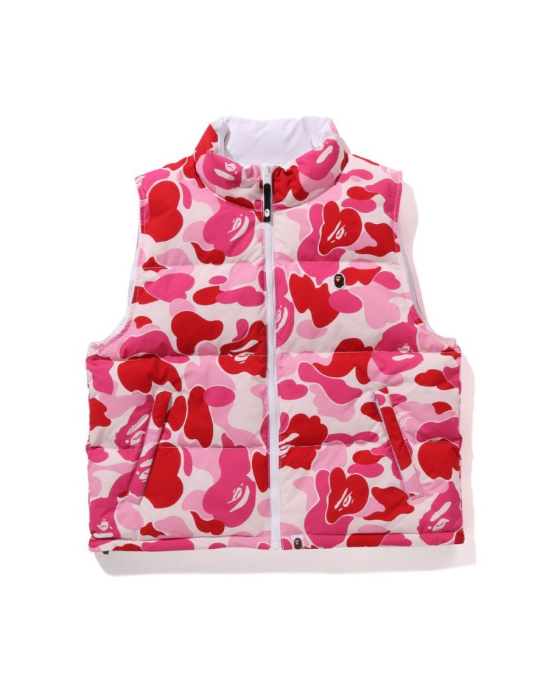 Vestes Bape ABC Camo Reversible Down Vest Rose Femme | EJD-16696045