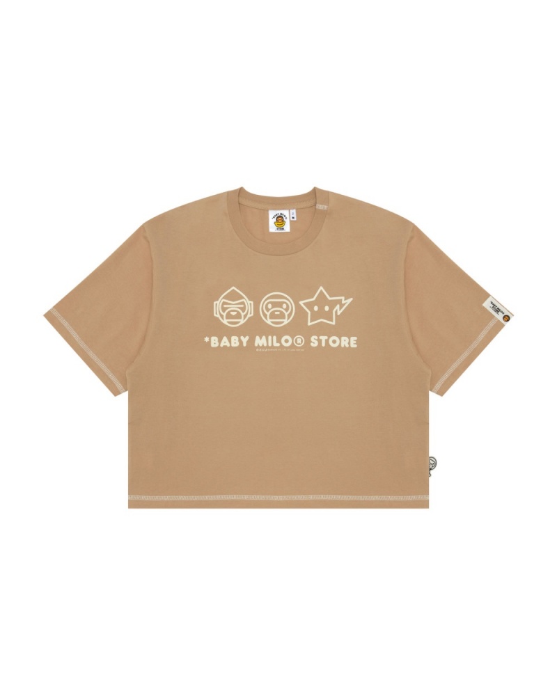 T Shirts Bape Logo crop fit Beige Femme | APV-90004971