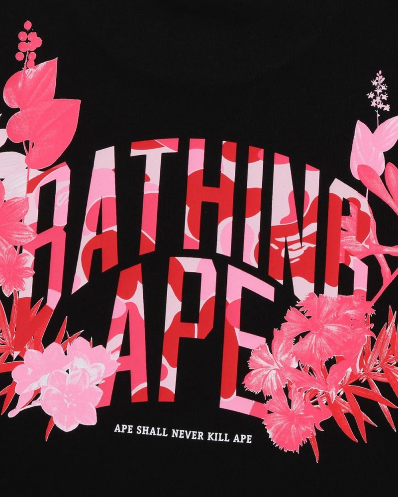 T Shirts Bape Flora Ape Head Relaxed Fit Noir Homme | KKV-25683945