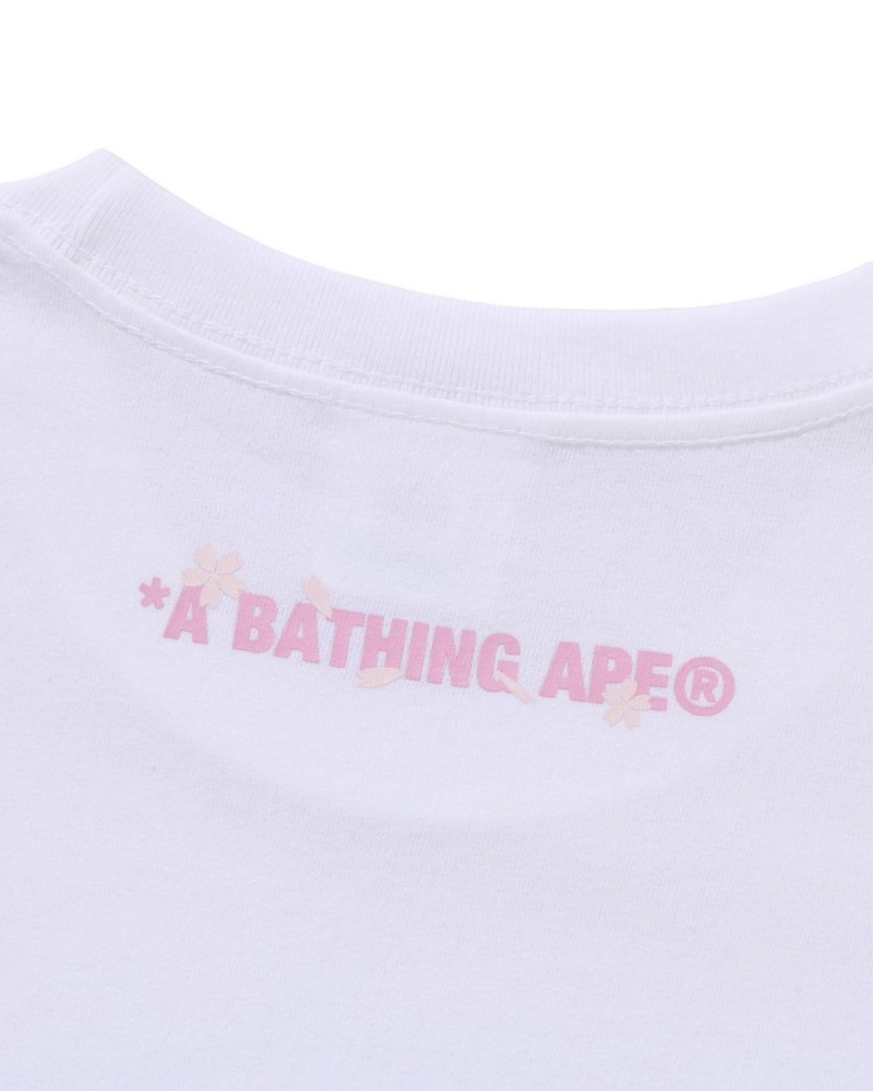 T Shirts Bape Sakura Photo Ape Head Blanche Homme | RND-11537390