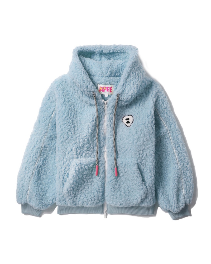 Vestes Bape Sherpa hoodie Bleu Femme | FGK-77512201