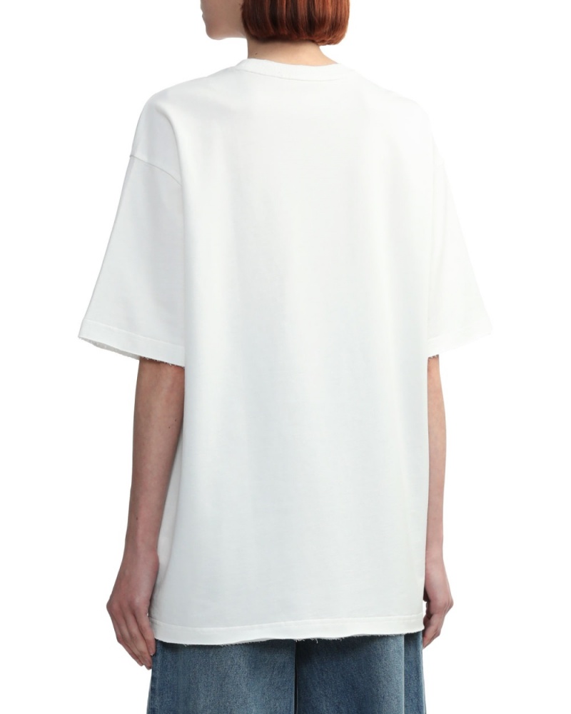 T Shirts Bape Raw edge Blanche Femme | RPY-42535787