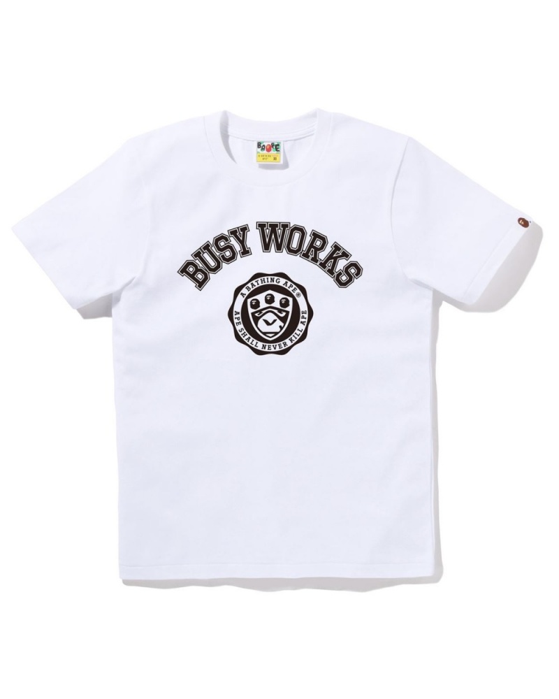 T Shirts Bape Busy Works Blanche Femme | SAW-19613249