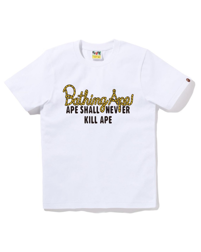 T Shirts Bape Champion Logo Blanche Femme | KND-77655508