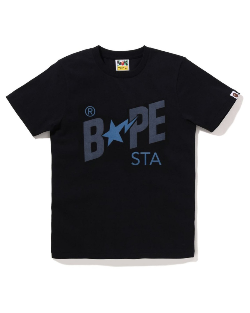 T Shirts Bape Denim STA Logo Noir Femme | KZC-17689725