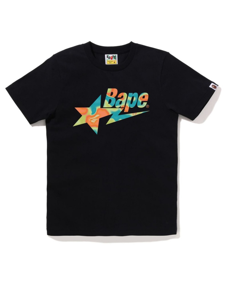 T Shirts Bape Liquid Camo STA Logo Noir Femme | CWH-77160222