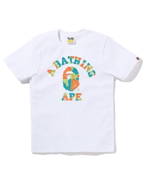 T Shirts Bape Liquid Camo College Blanche Femme | FYQ-17853202