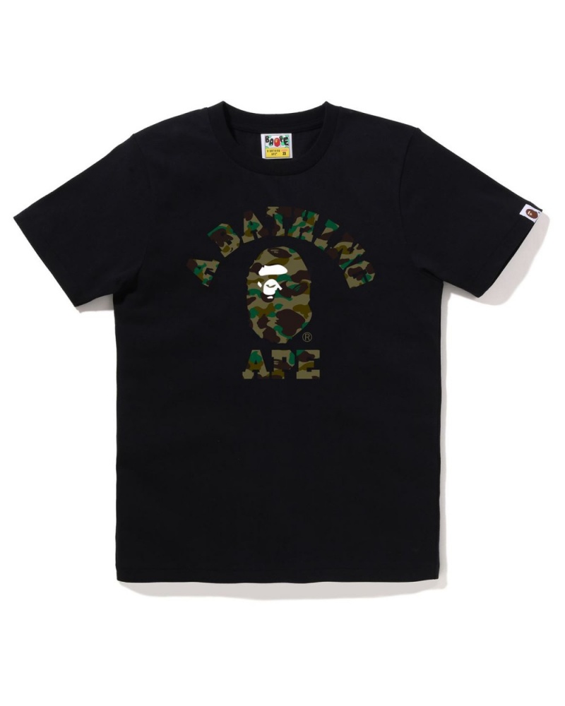 T Shirts Bape 1st Camo College Noir Femme | HSR-61842707