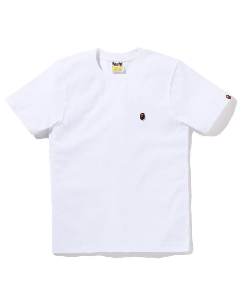 T Shirts Bape Ape Head One Point Blanche Femme | AGQ-90280927