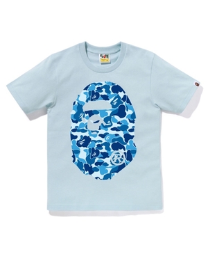 T Shirts Bape Abc Camo Big Ape Head Bleu Femme | TCG-76945758