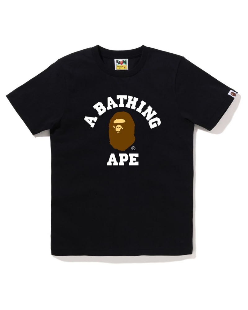 T Shirts Bape College Noir Femme | UYY-79852078