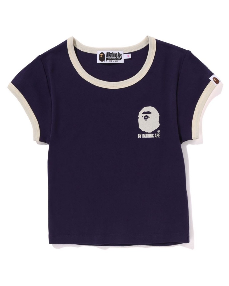 T Shirts Bape Bathing Ape Cropped Trim Violette Foncé Femme | YIE-44129208