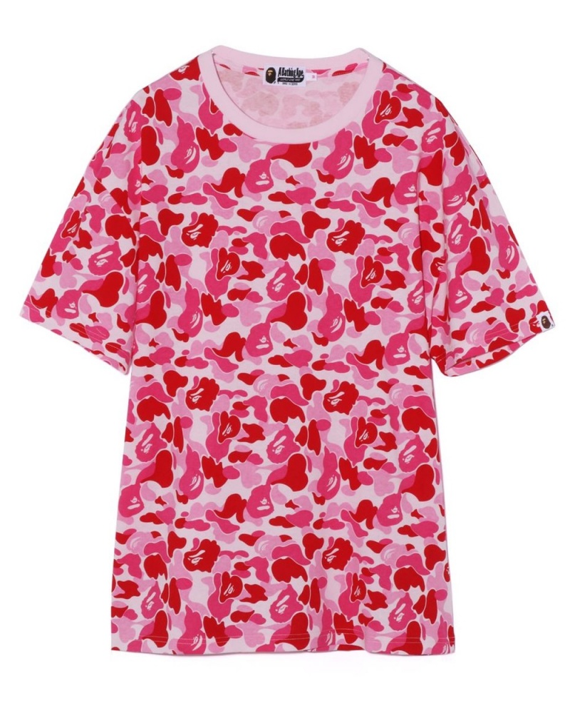 T Shirts Bape ABC Camo Rose Femme | JAA-90937251