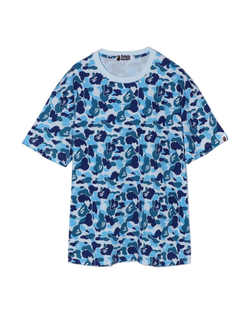 T Shirts Bape ABC Camo Bleu Femme | JEO-63436199