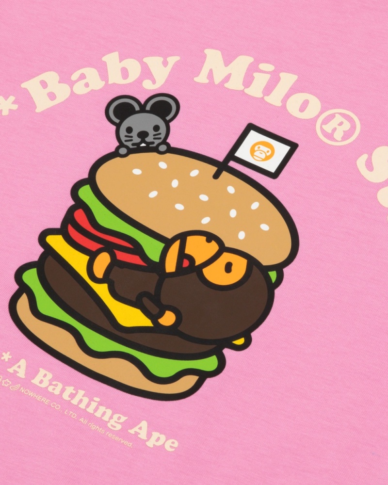 T Shirts Bape Baby Milo store hamburger print Rose Femme | MHM-13930401