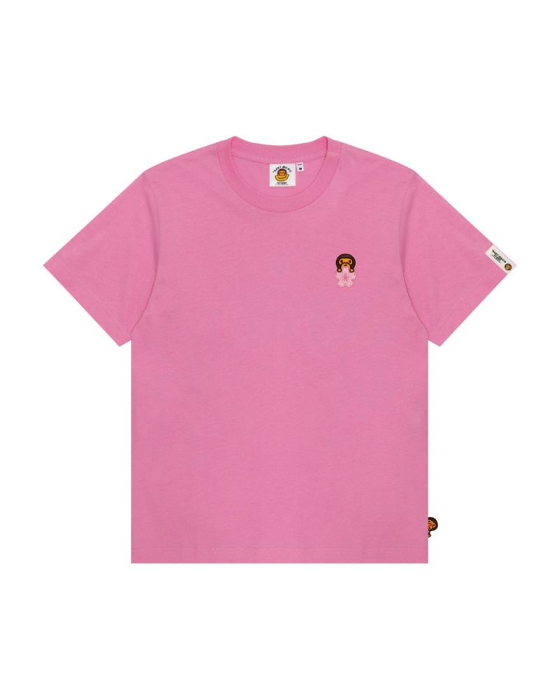 T Shirts Bape Sakura embroidered logo Rose Femme | VSB-72607825