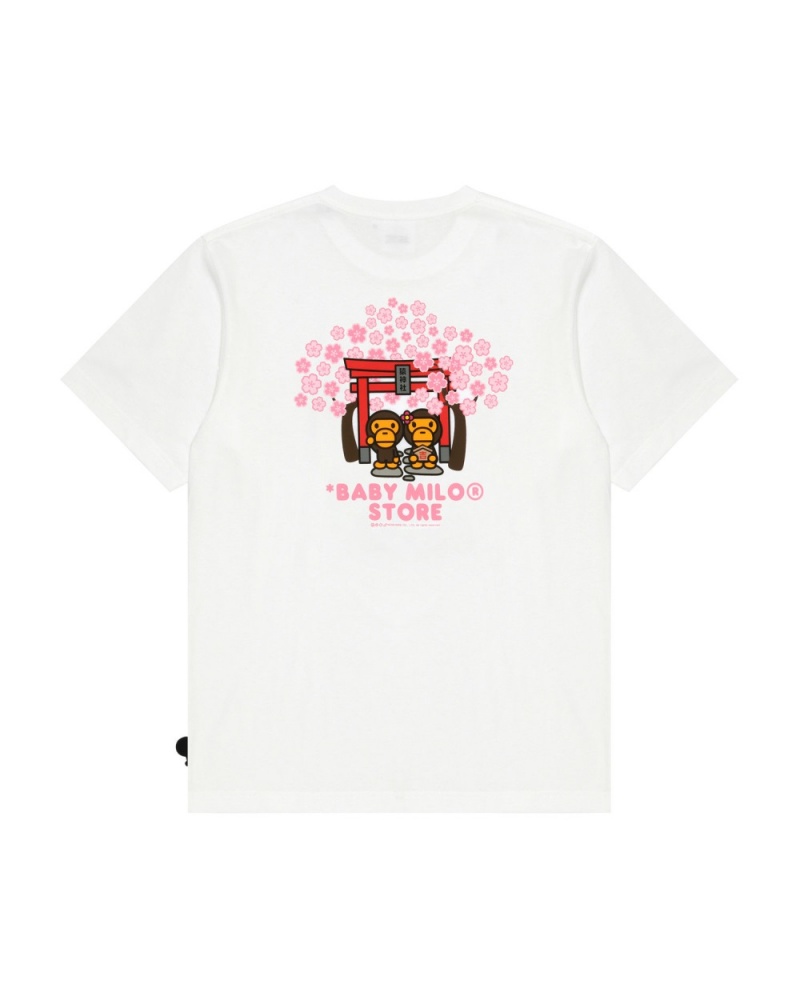 T Shirts Bape Sakura embroidered logo Blanche Femme | BSA-43357087