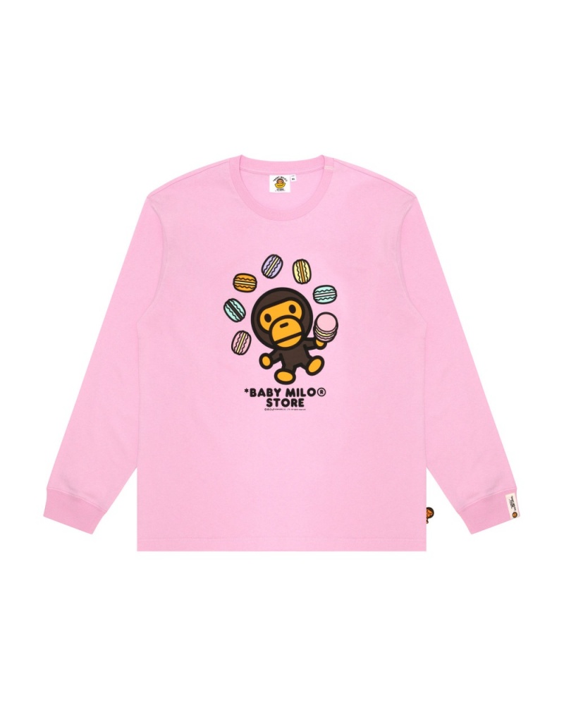 T Shirts Bape Graphique long Rose Femme | EAV-21796374