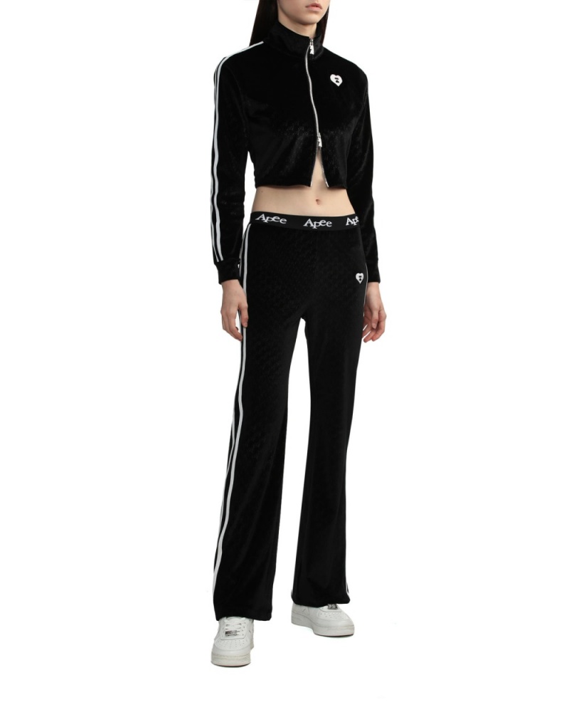 Pantalon Bape Pattern velour flared pants Noir Femme | AZR-44997560